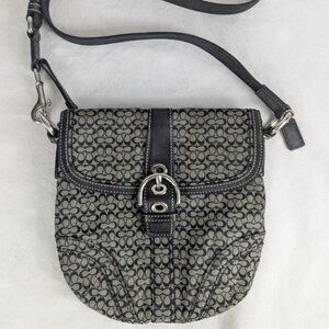 Authentic COACH Soho Mini Signature Swingpack - Black & Gray C Jacquard
